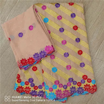 

Nice Flower Embroidery 5Y African Cotton Lace Fabric With 2Y Swiss Voile Lace Cloth For Dress Set NCV49
