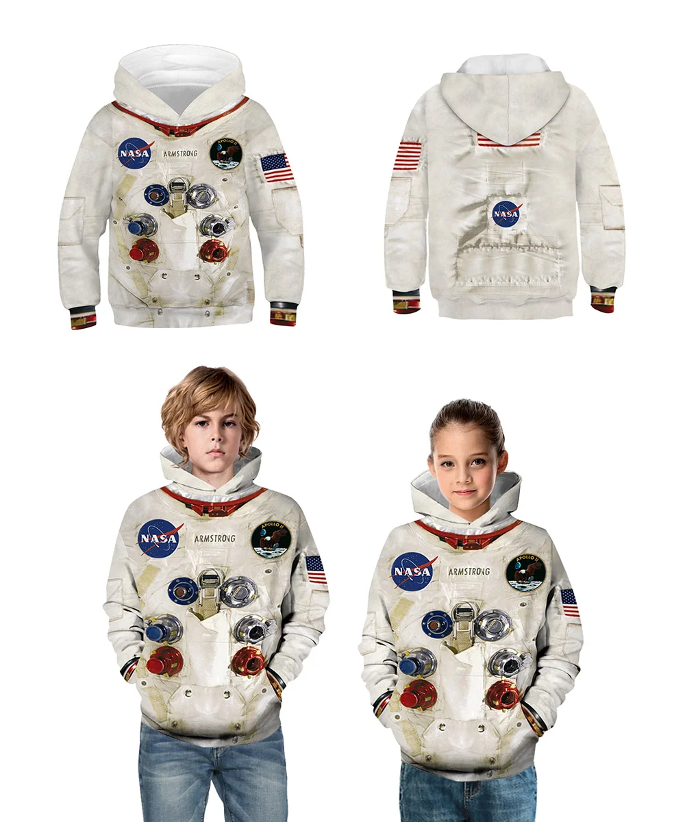 Детские толстовки с объемным принтом Spacesuit; модные пуловеры; уличная одежда; толстовки; куртки; спортивная одежда; топы;