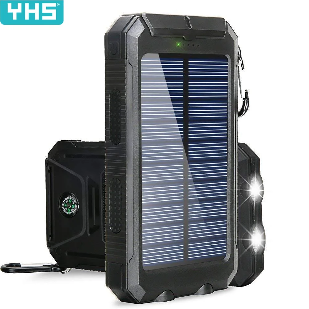 Solar Power Bank 30000mAh For Xiaomi External Battery Charger Mobile Phone Charging Flashlight Waterproof portable PowerBank