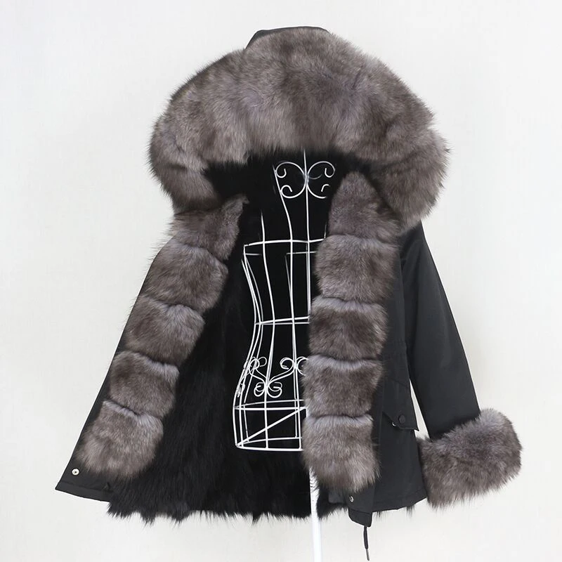 OFTBUY Waterproof Short Parka Winter Jacket Women Real Fox