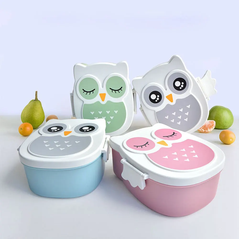

1050ml Portable Picnic Bento Meal Boxes Cute Owl School Microwave Lunch Box for Kids Food Container Lunchbox Kitchen Accessories