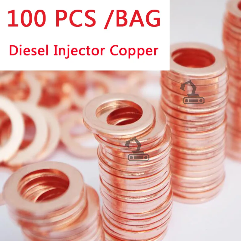Diesel Injector Gasket 100pcs 7x15mm EURO-III common rail injector nozzle copper pad for diesel injector sealing