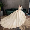 New Spring White Ivory Champagne Wedding Dresses With Sleeve Illusion Long Appliques Lace Embroidery Ball Gowns vestido De Noiva 4