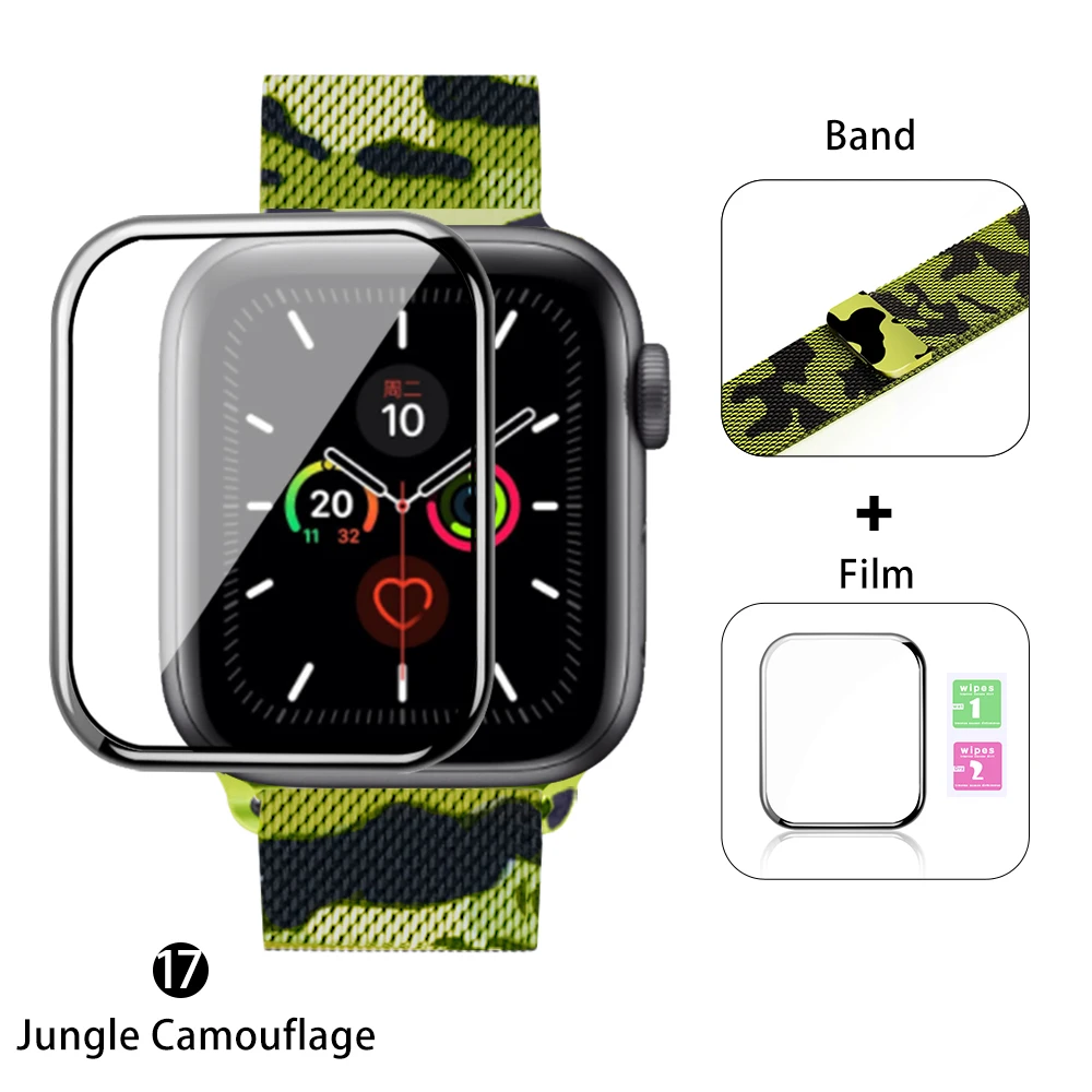 Flim+ ремешок для Apple Watch 5 ремешок 44 мм 40 мм iWatch ремешок 42 мм 38 мм Миланская петля браслет металлический ремешок для Apple watch 4 3 2 1 - Цвет ремешка: Jungle camouflage