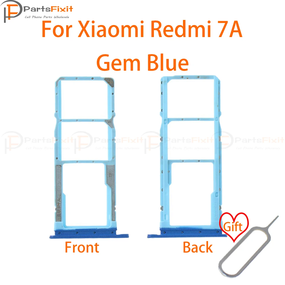 Gem Blue Лоток для sim-карт для Redmi7A, слот для sim-карты, держатель для карт, слот для карт, адаптер для Redmi 7A, запасные части с бесплатной булавкой для извлечения - Цвет: Gem Blue