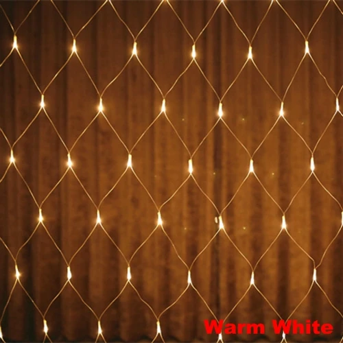 Warm white 1,5x1,5 м 96 Светодиодный s 8 режимов 220 В сетчатый светодиодный светильник-Гирлянда для фестиваля, Рождества, Нового года, свадебная Декоративная гирлянда, сказочный светильник s - Испускаемый цвет: Warm white
