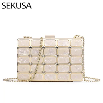 

Plastic Flap Women Evening Bags Golden Color Metal Luxury Clutch Cocktail Female 2020 New Design Purse
