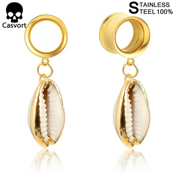 

Casvort 2 pièces 2020 New Mini Shell D'oreille En Acier Inoxydable Cool Style Oreille Tunnel Cintres Bijoux De Corps