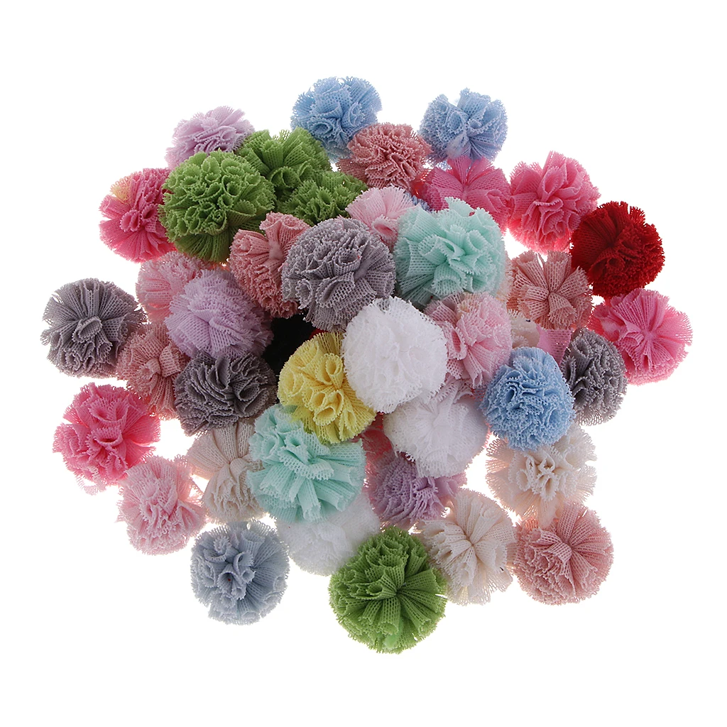 50 Pieces Mixed Pompom Ball Embellishment for DIY Hair Accessories 23mm