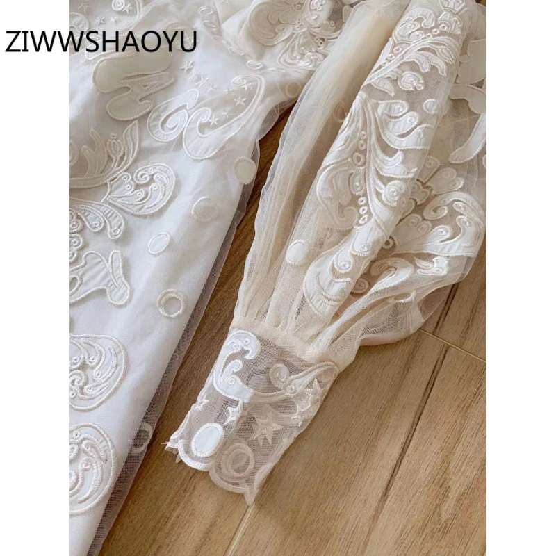 ZIWWSHAOYU Autumn Female Stand Collar Cream Mini