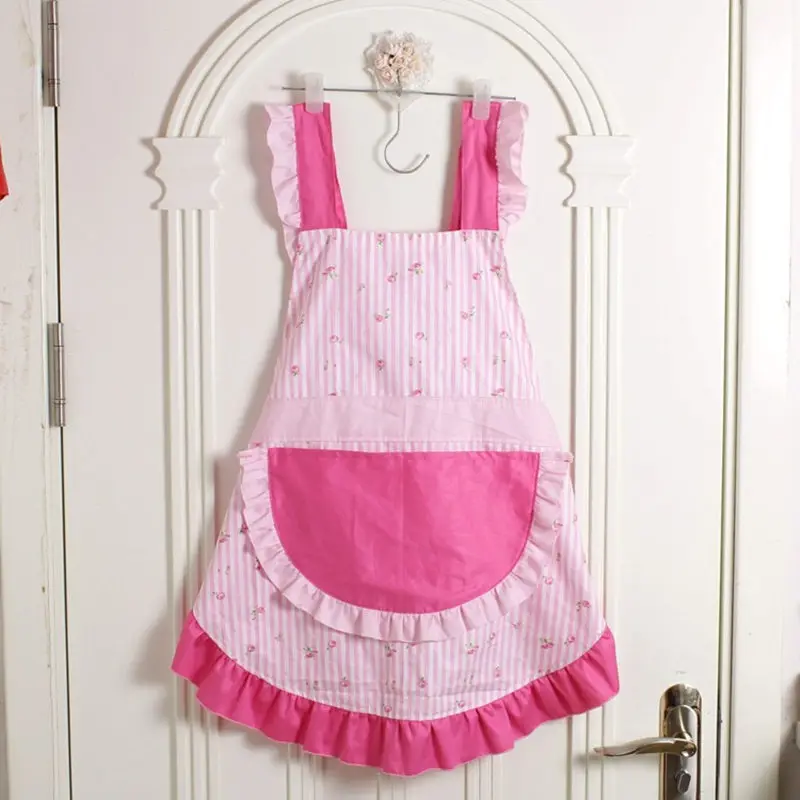 Korean style ruffle lace aprons for women baking mats apron kitchen helper cooking gloves princess pocket not waterproof sale