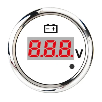 

2'' 52mm Waterproof Voltage Meter Red LED for DC 12V-24V Car Motorcycle Auto Truck - White Dial
