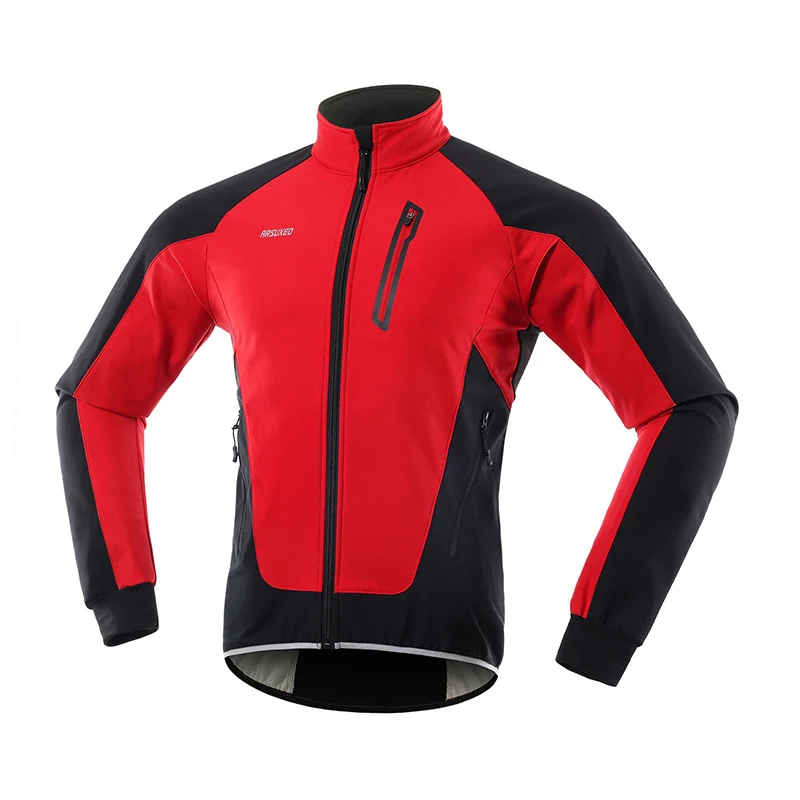 ARSUXEO зимняя куртка для велоспорта Теплая Флисовая одежда для велоспорта ветронепроницаемая Водонепроницаемая мягкая оболочка пальто MTB велосипедная Джерси - Цвет: 20B red