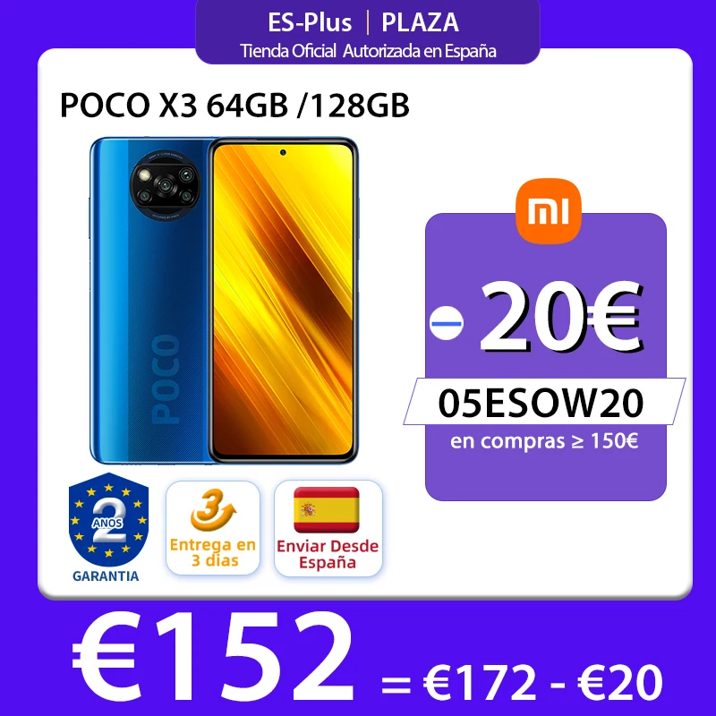 Versión Global POCO X3 NFC 64GB 128GB ROM 6GB Smartphone Snapdragon 732G 64MP Quad Cámara 6,67 120Hz de 5160mAh