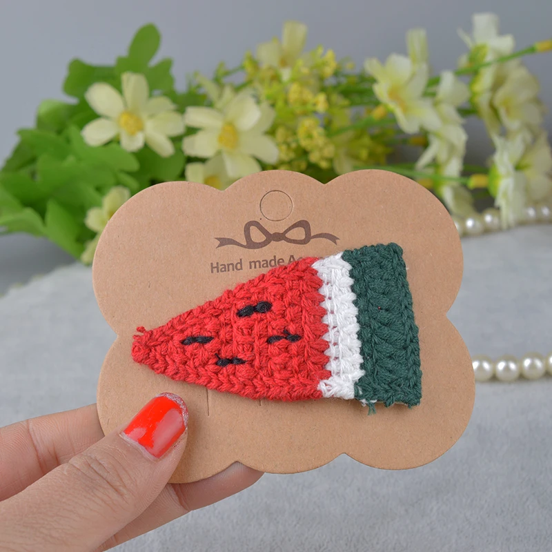 3 watermelon Мультяшные вязаные заколки для волос с фруктами детские заколки невидимки для волос заколки аксессуары для девочек украшение для волос арбуз заколка для волос - Цвет: 3 watermelon
