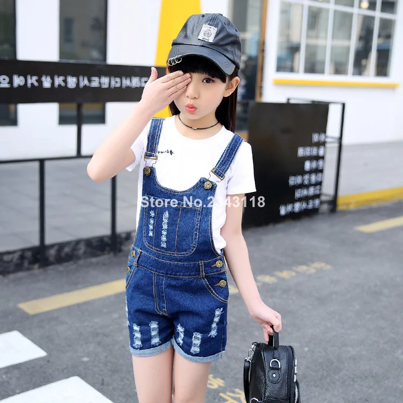 

2019New Summer Girls' Suit with A Pair of Two Pieces of Jeans Short-sleeved T-shirts for 4-14 Years Older Children Sets