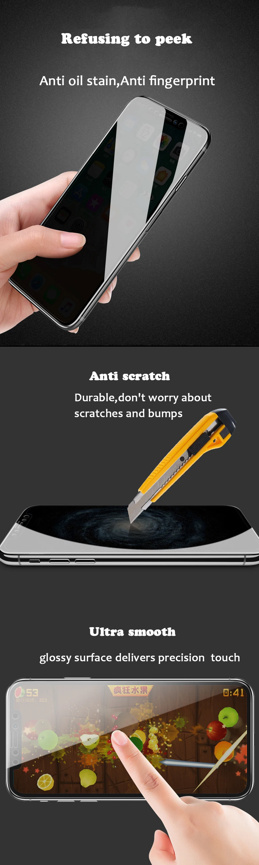 Защитное антибликовое стекло для экрана iPhone 7, 8, 6, 6s plus, x, xs, max, xr, антибликовое стекло для iPhone 7, 8 plus, Xs