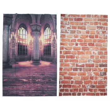 

2pcs 3X5FT Vinyl Cloth Photography Prop Studio Backdrop Photo Background - Simulation of retro architecture & Vintage Red Brick