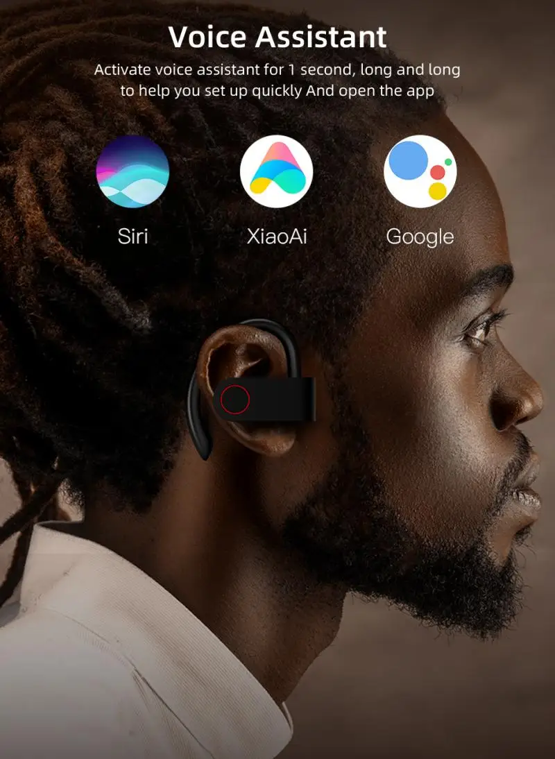 Беспроводные спортивные наушники TWS Bluetooth 5,0 наушники с ушным крюком для бега с шумоподавлением стерео наушники с микрофоном IPX4 водонепроницаемые