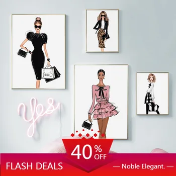 Kaufen Weihnachten Leinwand Malerei Paris Sexy Mädchen Mode Kleid Kunst Nordic Poster Und Salon Dekoration Bilder Für Wohnzimmer Wohnkultur