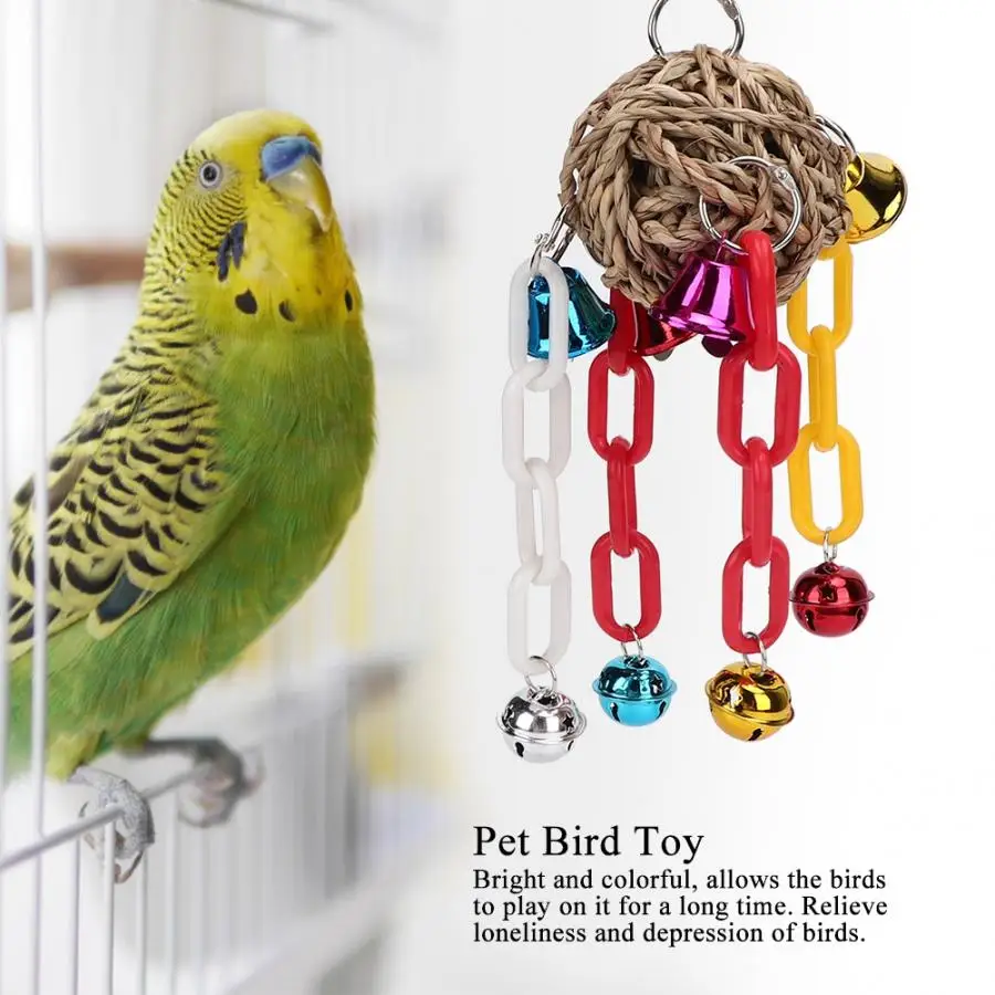 Bird Toys Plastic Pet Bird Chewing Biting Hanging Tooth Grinding Natural Straw Plaiting Cage Toys Parrots Supplies Toys