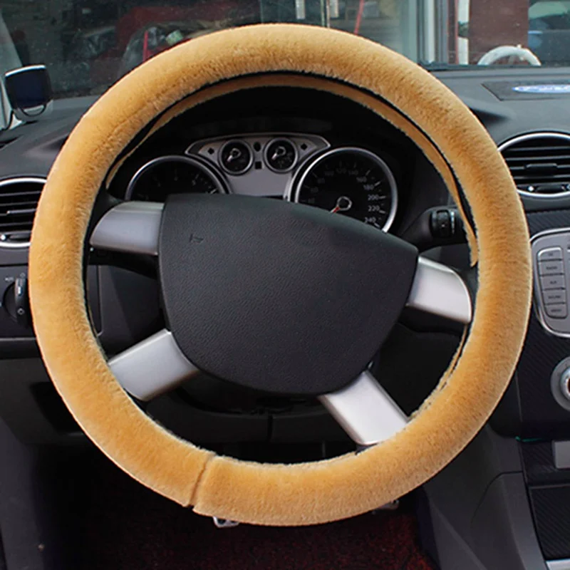 GD2 Автомобильная Нескользящая зимняя теплая имитация меха 36-38 см крышка рулевого колеса для рулевого колеса автомобиля - Название цвета: GD2