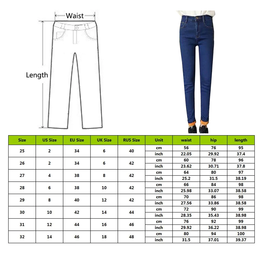 WENYUJH Winter Warm Plus Size Jeans for Women High Waist Skinny Thick Trousers Stretch Velvet Denim Pants Streetwear Pantalon