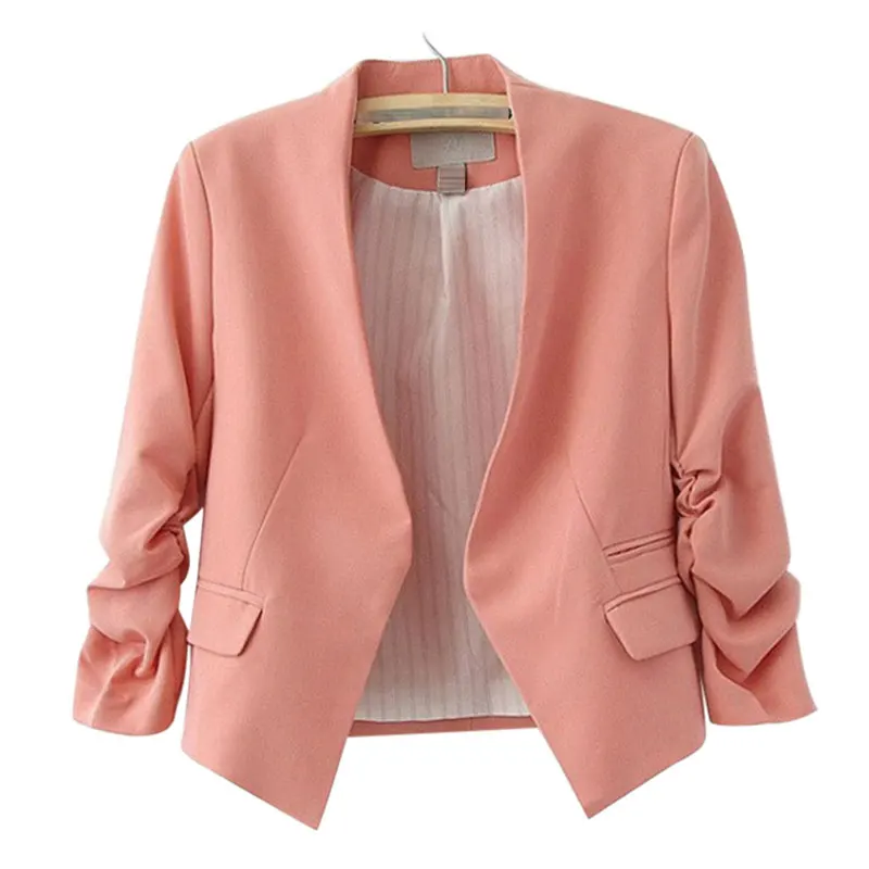 Women Blazers And Jackets 2020 Pink Short Candy Color Blazer Office Ladies Jacket Blazer Feminino Women's Tops Blazers Mujer