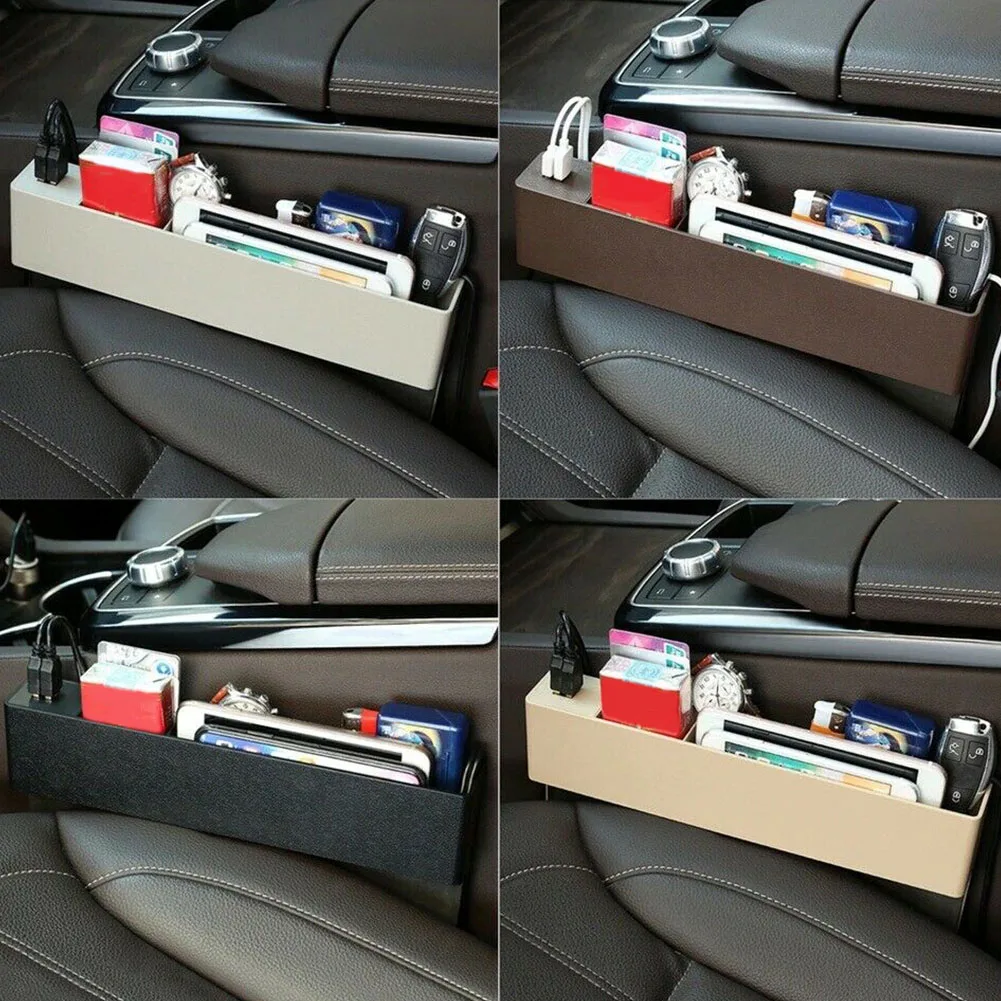 Держатель наполнитель коробка для хранения салона автомобиля ABS 2 порта USB Слот Аксессуары для мобильного телефона Органайзер переднее зарядное устройство для сидения сбоку