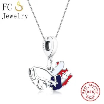 

FC Jewelry 925 Sterling Silver Blue Enamel Puerto Rico Flag Frog Pendant Necklace Chain European Women Chokers Trinket 2020 Gift