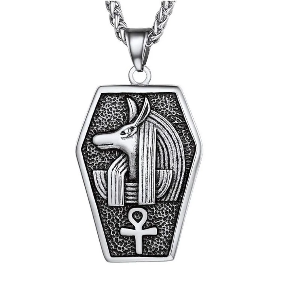 for Men Male Punk Style 3.0MM Stainless Steel Chain Anubis Wolf Pendant Necklace | Украшения и аксессуары