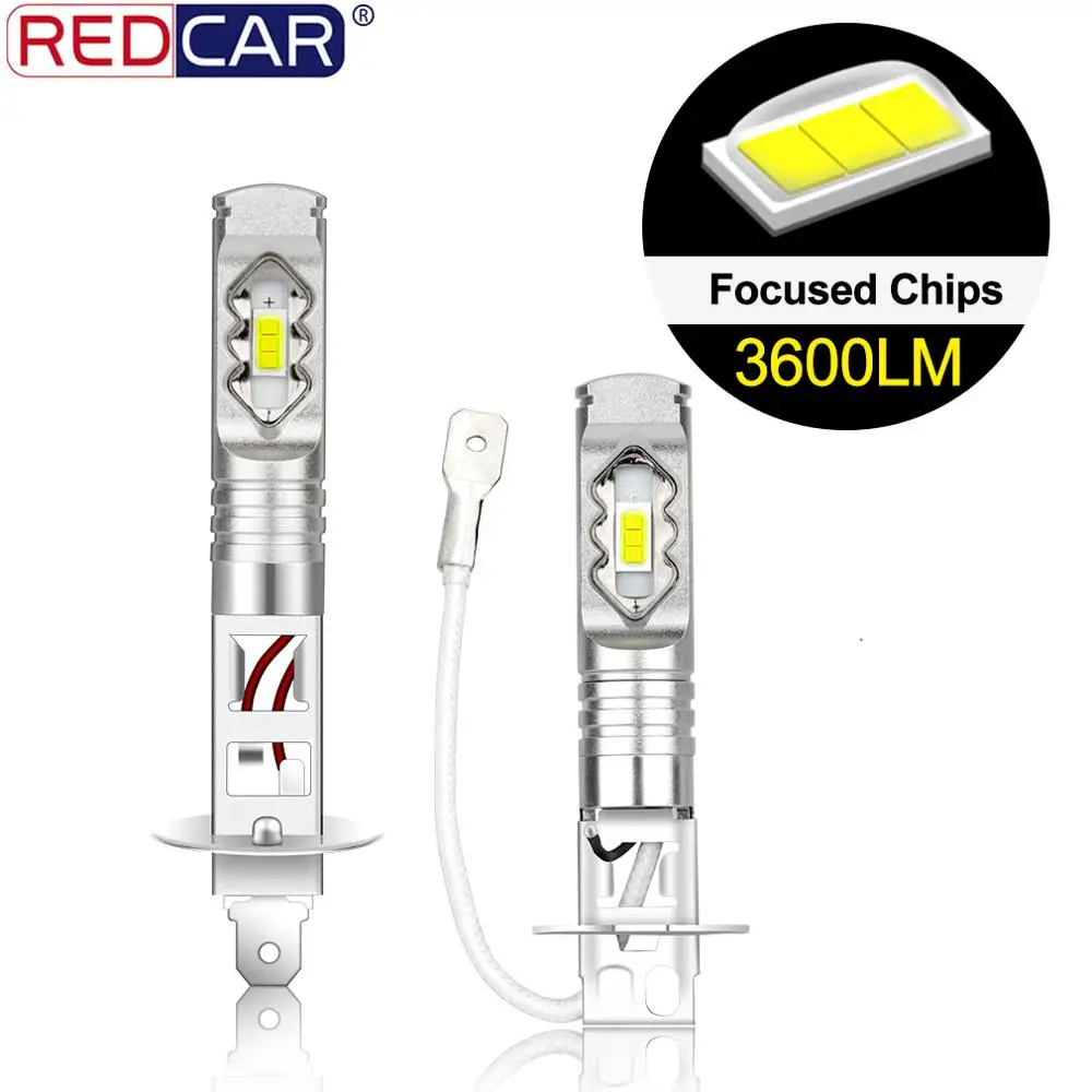 

2pcs H1 H3 Led Bulb Super Bright 3600LM 2SMD 7035 Chips With Lens Auto LED Lamp Focused Light 12V 24V 6000K Automobile H1 H3