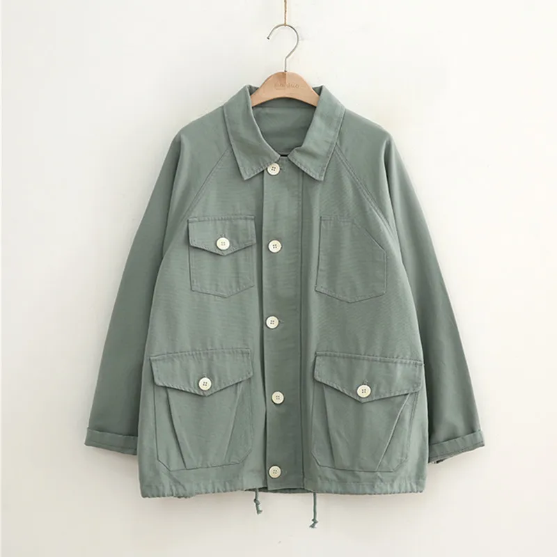 2020 Spring and Autumn New Fashion Loose Vintage Tooling Zipper Casual Women's Jacket Harajuku Long Sleeve Female Basic Coats | Женская