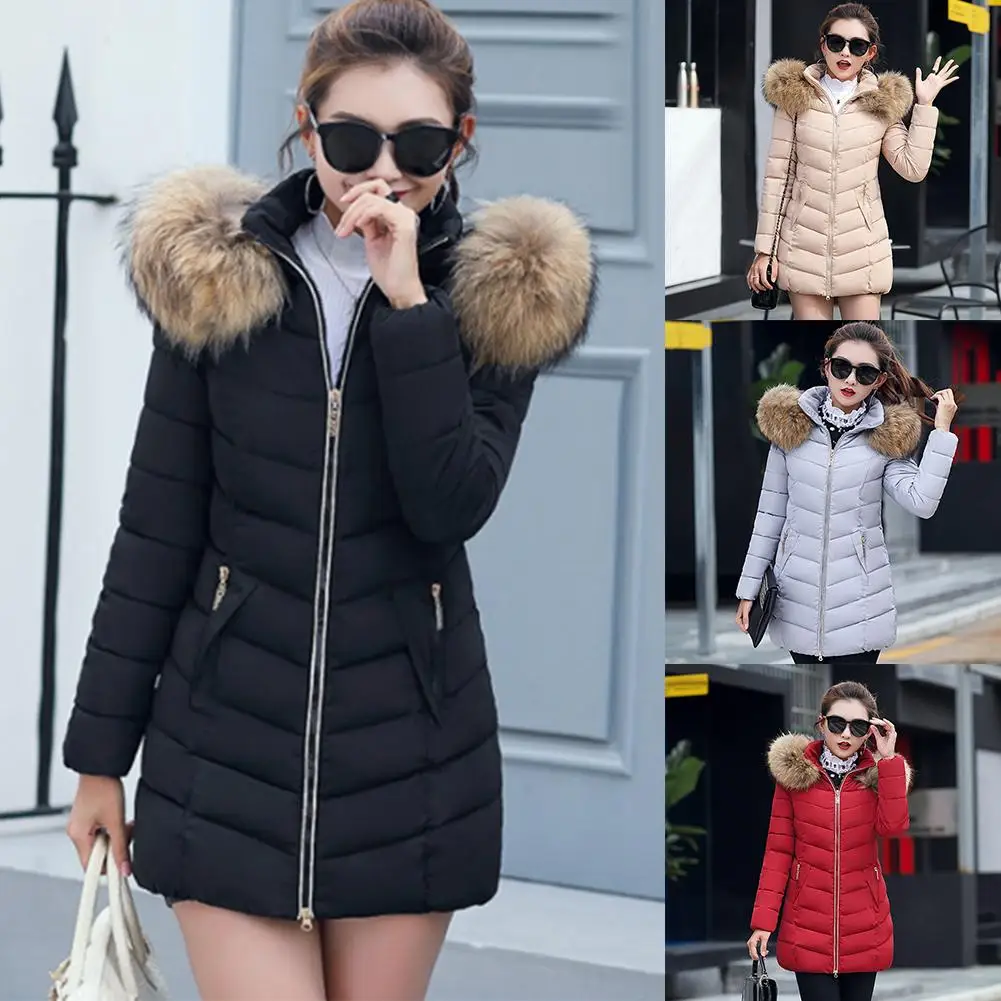 

2019 winter long coat women coat quilted female fur hooded parka outdoor snow jacket basic jacket coat