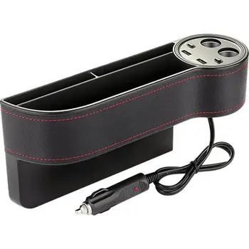 

Car Organizer Seat Gap Box Dual USB Charger Dual Cigarette Lighter Storage Pocket Auto Interiror Accessories