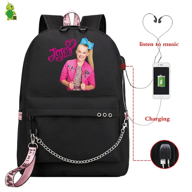 Mochila JoJo Siwa рюкзак, школьные сумки для девочек-подростков, женский рюкзак, Usb зарядка, рюкзак для ноутбука, модный рюкзак, дорожные сумки