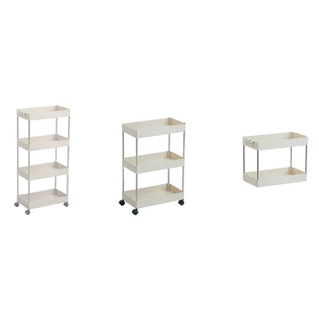 

Gap Storage Rack Kitchen Slim Slide Tower Wheels Space Saving Organizer Movable Assemble Plastic Bathroom Shelf