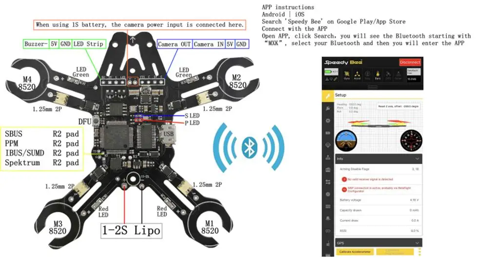 MXK F722 матовый Квадрокоптер рамка Комплект Встроенный Bluetooth OSD