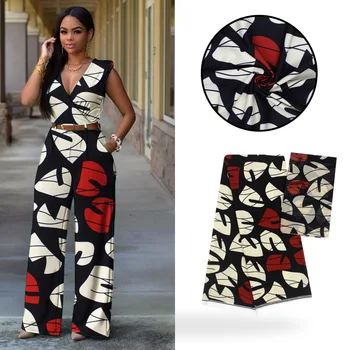 

4+2yds/set Digital printed african wax pattern design 2yards Chiffon+4 yards Satin fabric hot selling for DIY dresses M910-10