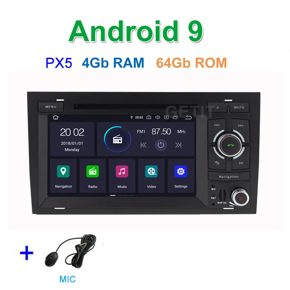 DSP 64G PX6 Android 9 автомобильный DVD плеер стерео радио gps навигации для Audi A4 B6 B7 S4 B7 B6 RS4 B7 SEAT EXEO - Цвет: PX5 4G-RAM 64G-ROM