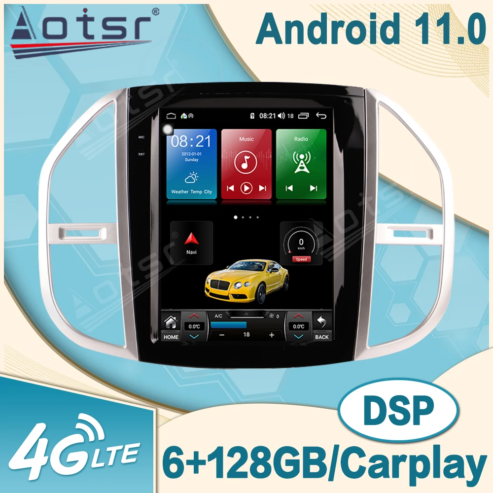 

128G Android 11 Multimedia Video Player GPS Navigation For Mercedes Benz Vito 3 2014 - 2020 Car Radio Auto Stereo Unit 2Din DSP