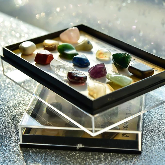  Acrylic Glass Display Case for Rocks, Minerals