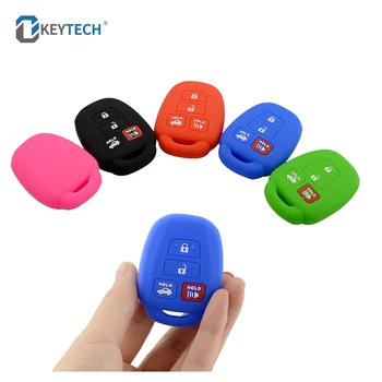 

OkeyTech 4 Buttons Silicone Replacement Car Key Fob Shell Cover Case For Toyota 2012 2013 2014 Camry Corolla Highlander Key Case