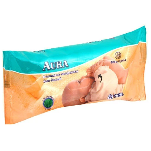 Wet wipes for children AURA 63 pieces Baby Diaper Mother Kids | Мать и ребенок