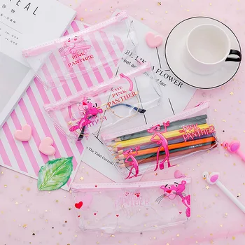 

20 pcs/lot The Pink Panther PU Large Capacity Pencil Bag Stationery Storage Organizer Case School Supply
