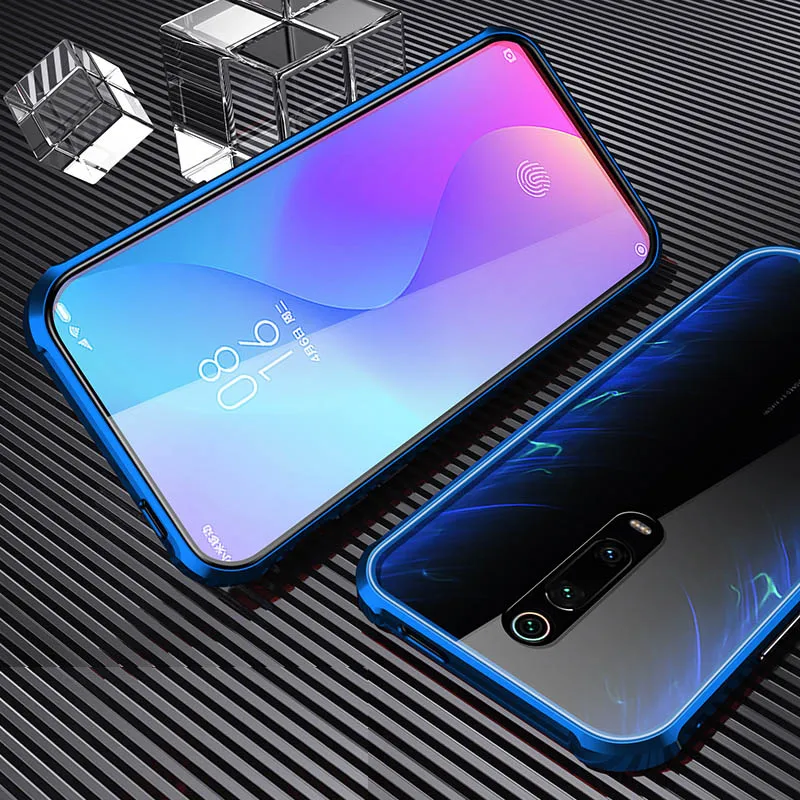 Для Xiao mi Red mi K20 K20 Pro Магнитный чехол стекло для Xiaomi mi 9T Pro Магнитный адсорбционный чехол K20 Pro Передняя и задняя стеклянная крышка - Цвет: Синий