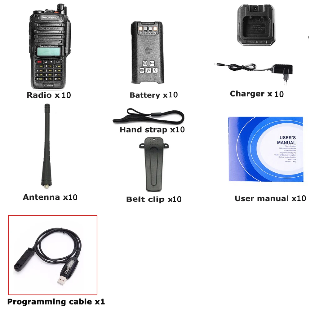 6 шт. Baofeng UV-9R Plus двухстороннее радио UHF 400-520mhz радиостанция Водонепроницаемая Baofeng рация IP67 трансивер - Цвет: add 1cab