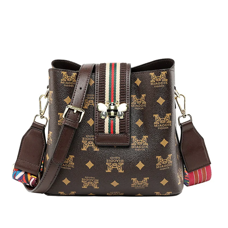 

Deluxe Coloured Leather Design Messenger Bag 2019 New High Quality Lady Bag Printed Bucket Postman Bag