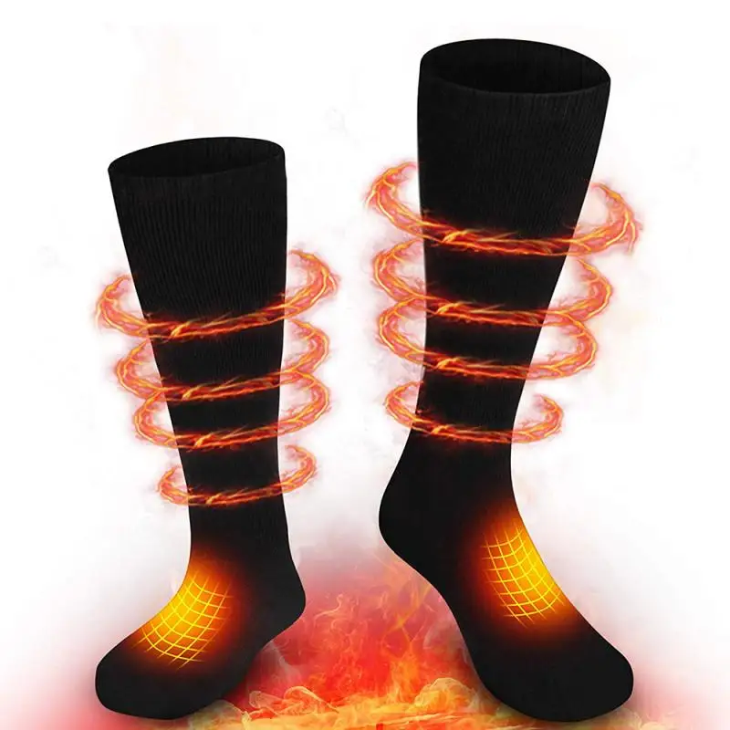 1Pair Heated Socks Warm Feet Foot Sports Skiing Electric Socks Warming Thermal Socks Winter Rechargeable Battery Heated Socks 8 - Цвет: Черный