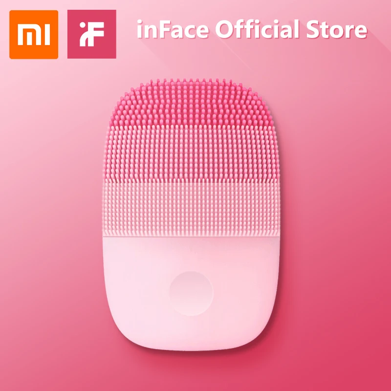 Pink Ограниченная серия) InFace глубокое очищение лица щетка для чистки лица Mijia водонепроницаемый силиконовый Электрический звуковой очиститель Xiaomi цепь поставки - Цвет: Pink